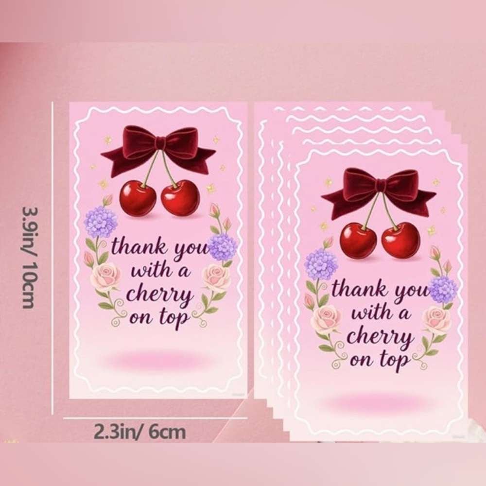 80 pc Cherry Themed Seller Shipping Bundle: Bubble Mailers Thank You Cards Gifts - Picture 8 of 13